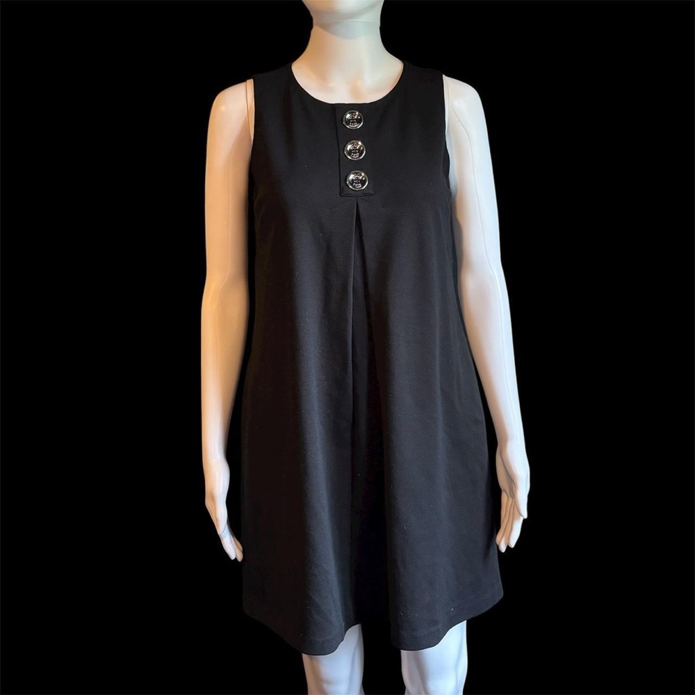 Michael Kors Black Dress with Silver-Tone Logo Buttons